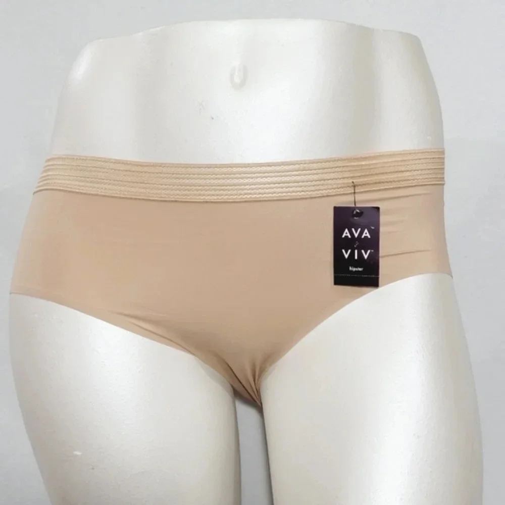3X Ava &‎ Viv Plus Size Laser Cut No Show Hipster Panty Honey Beige NWT